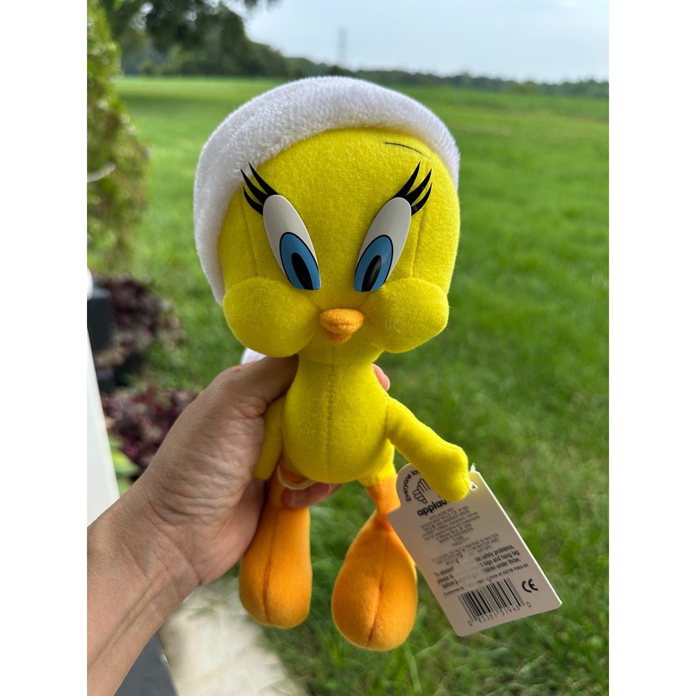 Vintage 1994 Looney Tunes Tweety Bird Santa Hat Plush Applause Holiday 51948 NWT